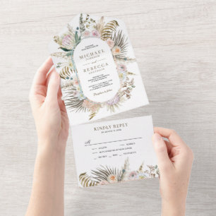 Casamento Floral de Grama de Pampas de Palma Tropi