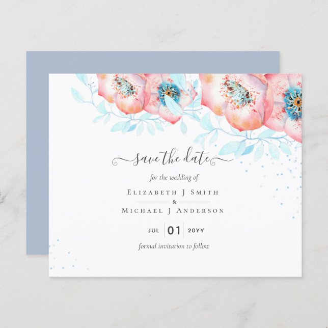 Casamento Floral de Hellebore Turquoise Peach (Frente/Verso)