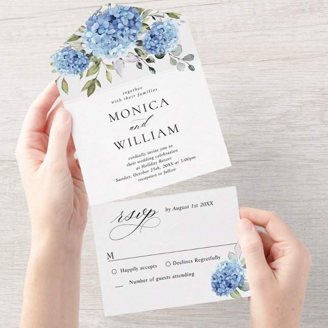Casamento Floral de Hydrangea Blue Watercolor (Criador carregado)