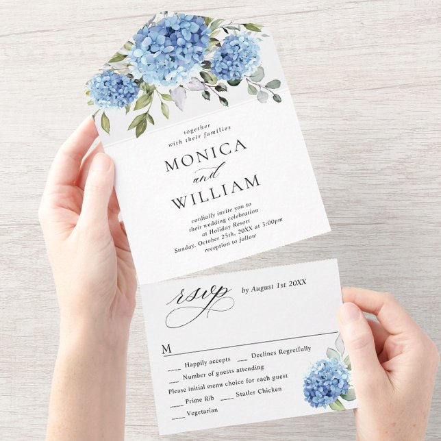 Casamento Floral de Hydrangea Blue Watercolor (Criador carregado)