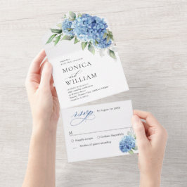 Casamento Floral de Hydrangea Blue Watercolor