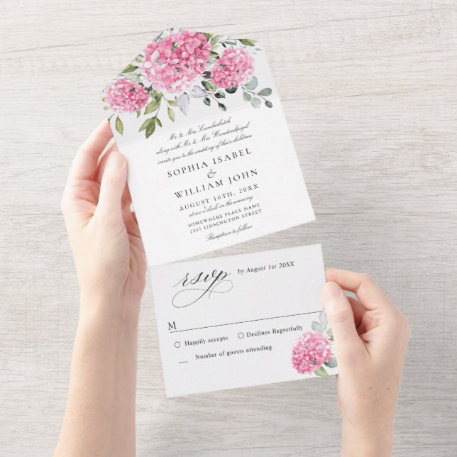 Casamento Floral de Hydrangea, Cor de Água Elegant (Aba destacável)