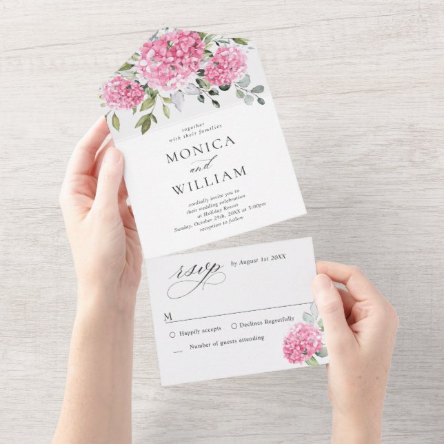 Casamento Floral de Hydrangea, Cor de Água Elegant (Aba destacável)