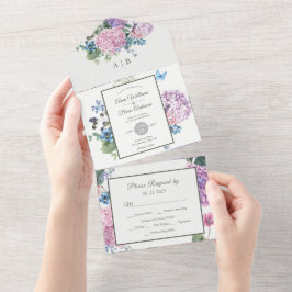 Casamento Floral de Hydrangea, pintado à Mão