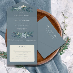 Casamento Floral de Inverno em Azul Cinza Empoeira