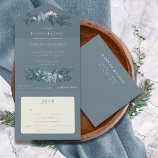 Casamento Floral de Inverno em Azul Cinza Empoeira