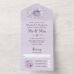 Casamento Floral de lavanda e Prata Tudo Em Um Inv