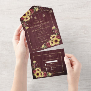 Casamento Floral de Madeira Rústica Sunflower Burg