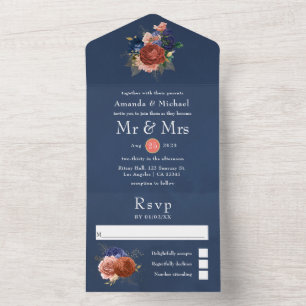 Casamento Floral De marinho Azul E Coral Tudo Em U