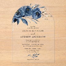 Casamento Floral de Marinho Azul Silver Watercolor