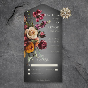 Casamento Floral de Outono de Outono Escuro Elegan
