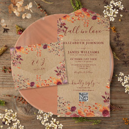 Casamento Floral de Outono no Código QR do Amor Ou