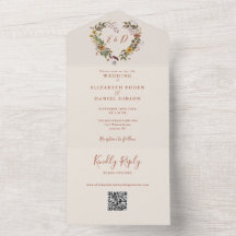 Casamento Floral de Outono Rústico com Código QR C