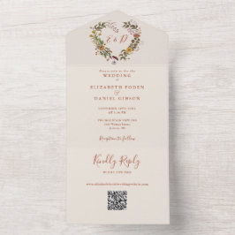 Casamento Floral de Outono Rústico com Código QR C