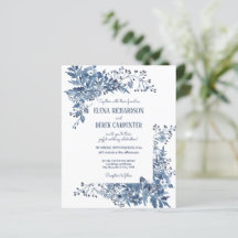 Casamento Floral de Pássaro de Flor Azul Branco