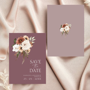 Casamento Floral de Pêssego Roxo Moderno Salve a D