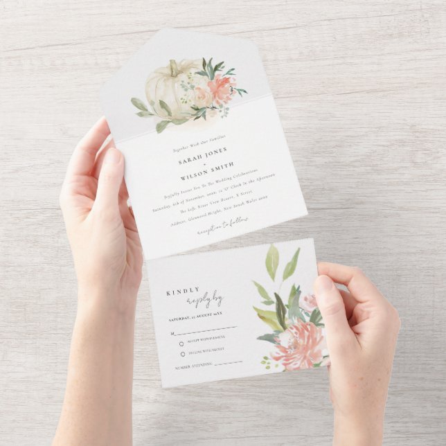 Casamento Floral De Pumpkin Branco Pastel Blush (Tearaway)