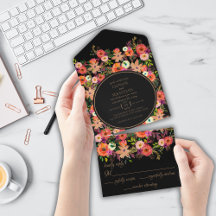 Casamento Floral de Queda Branca Tudo em Um Convit