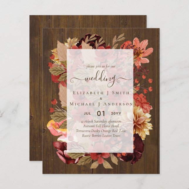 Casamento Floral de Queda - Orçamento Laranja Borg (Frente/Verso)