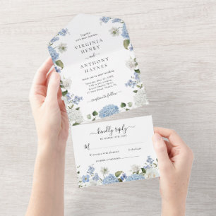 Casamento Floral de Rosas Brancas de Hydrangea Azu