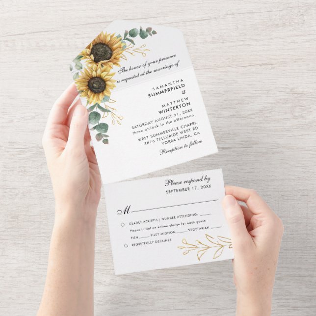 Casamento Floral de Sunflower Eucalyptus Greenery (Aba destacável)