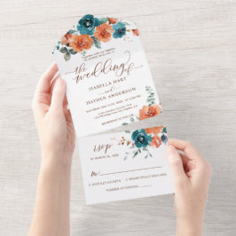 Casamento Floral De Teal Laranja Queimado Tudo Em 