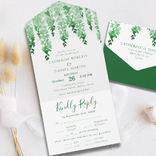 Casamento Floral de Watercolor Greenery Dark Emera