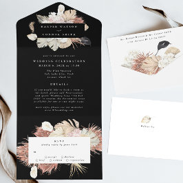 Casamento Floral de Wreath Pampas, Premium Negro M