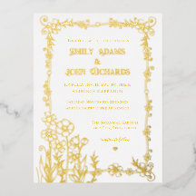 Casamento Floral Desenhado à Mão em Dourado e Bran