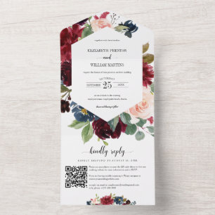 Casamento Floral do Marinho Vermelho Burgundy com