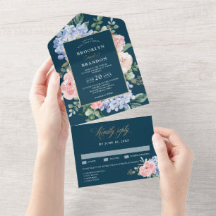 Casamento Floral do Pastel Azul Pink Hydrangeas