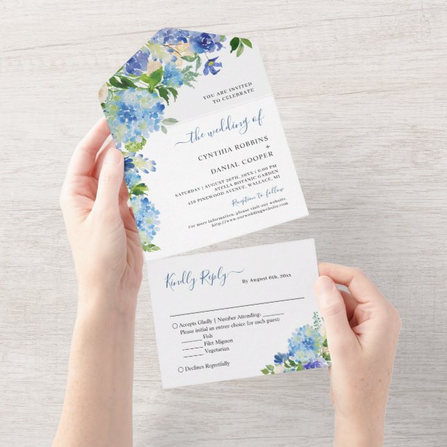 Casamento Floral do Pastel Pastel Hydrangea Blue E (Aba destacável)