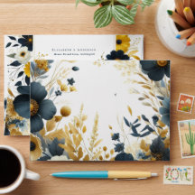 Casamento Floral Dourado Amarelo 5X7