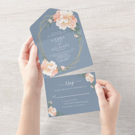 Casamento Floral Dourado Pessegueiro Azul