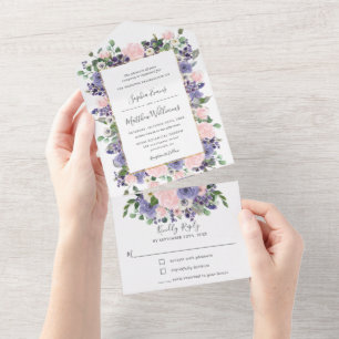 Casamento Floral Dourado Rosa e Lavanda Elegante