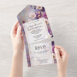 Casamento Floral Dourado Roxo-Puro- Glam Branco Ch