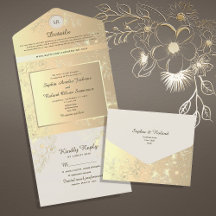 Casamento Floral Dourado Vintage