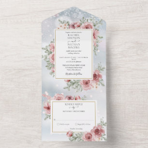 Casamento Floral Dusty Rose Dourado Geométrico de