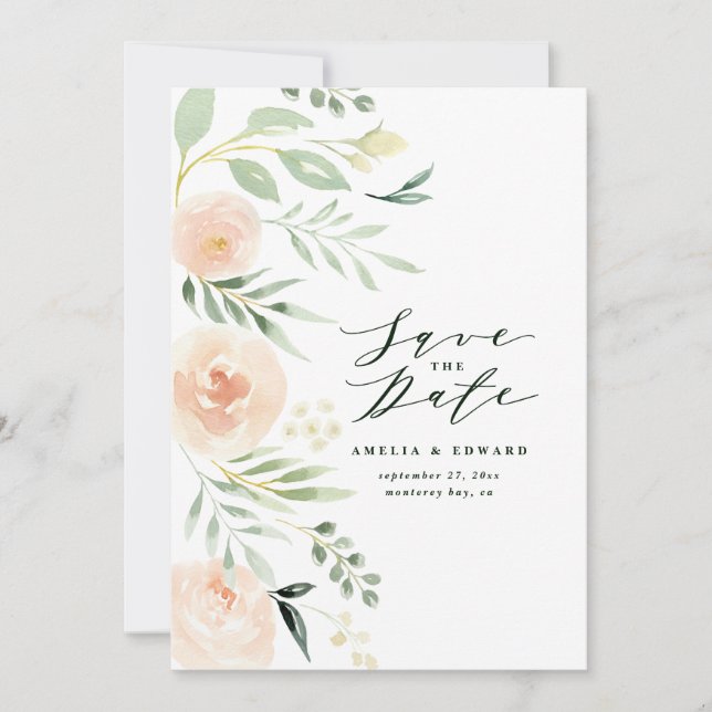 Casamento floral e folhagem de pêssego com casca d (Frente)