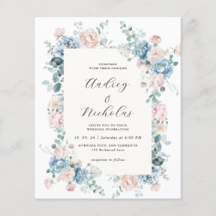 Casamento Floral Elegante de Pêssego Azul e Pêsseg