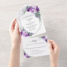 Casamento Floral Elegante De Púrpura E Prata