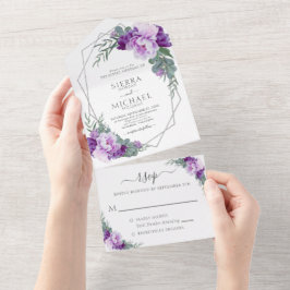 Casamento Floral Elegante De Púrpura E Prata