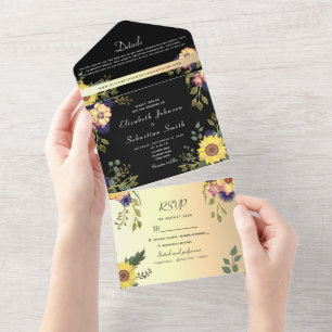 Casamento Floral Elegante Dourado e Preto