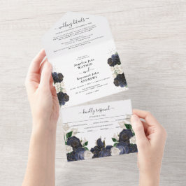 Casamento Floral Elegante em Azul Marinho e Branco