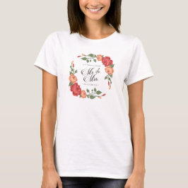 Casamento Floral Elegante Mr & Mrs | Camiseta