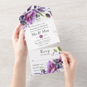 Casamento Floral em Aquarela com Tons de Ameixa e