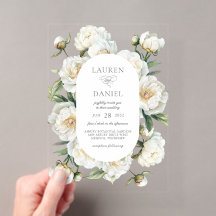 Casamento Floral em Aquarela de Peônias Brancas El