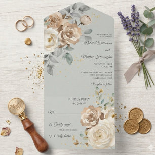 Casamento Floral em Marfim sobre Verde Sage