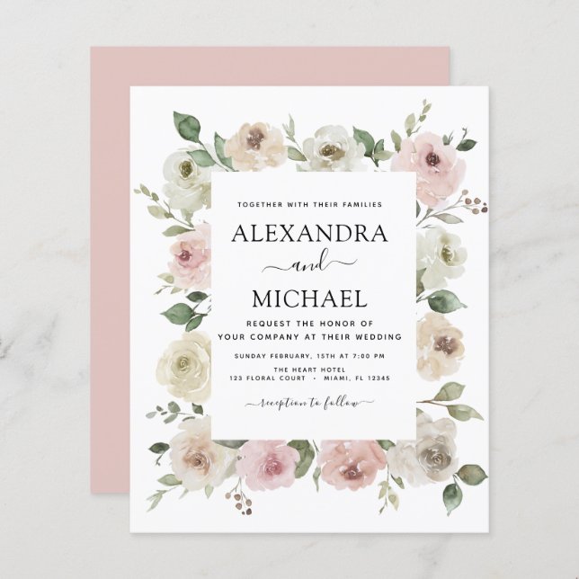 Casamento Floral Eucalyptus Com Dusty Rosa (Frente/Verso)