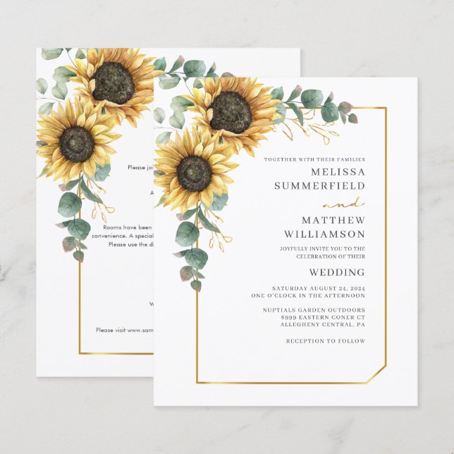 Casamento Floral Eucalyptus Sunflower All-in-One (Frente/Verso)